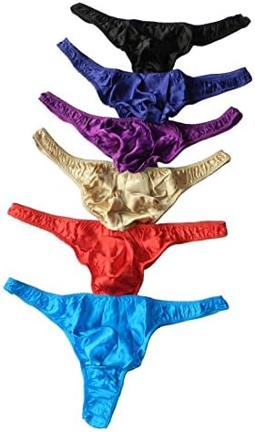 Qianya silk 100% Silk Men's Thong Briefs 6 Pairs in One Economic Pack