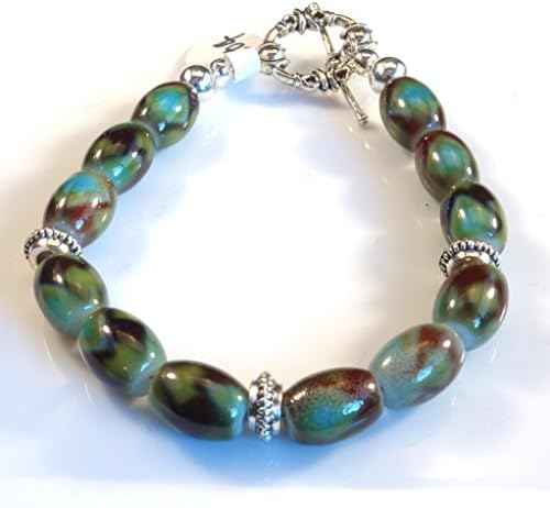 Brown and Jade Green Beaded Bracelet