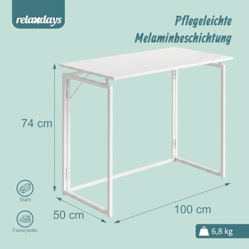 , Klappbarer Schreibtisch, faltbar, montagefrei, 100 x 50 cm