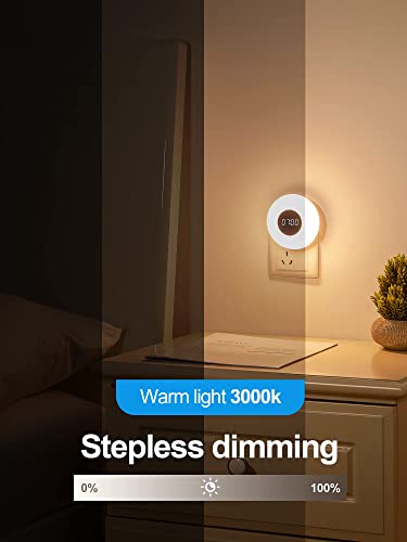 One Fire Night Light Plug in, LED Night Lights Plug into Wall, Nightlight for Toilet Bathroom Stair Hallway, Outlet Night Light for Adults Kids, Clock Wall Night Lights for Kids Room with Warm Light