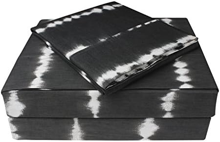 100% Cotton Sheet Set, Percale Sheets, Tie &amp; Die Design, Percale Weave, Queen Sheets, Deep Pockets,3-Piece Queen Bed Sheet Set, Luxury Collection, Charcoal Stripe, by Avaanti