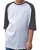 LAT Apparel Youth 100% Cotton Blank Vintage Tee 3/4 Sleeve T-Shirt
