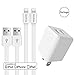 Chargers, KerrKim Usb Wall Charging Adapter Travel Wall Chargers with 2-Pack 5-Feet Lightning Cables Charge Sync for iPhone X, iPhone 8, iPhone 7, iPhone 6, iPhone 5, iPad Mini & More