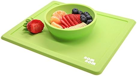 NomNom One Piece Silicone Placemat Bowl. Strong Suction Baby Feeding Mat with Bowl. Non Skid Food Grade Silicone. BPA Free &amp; FDA Approved. Best for Babies, Infants, Toddlers, Kids &amp; Small Pets (Cats)