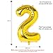 40 Inch Gold Big Number 2 Balloon Birthday Party Decorations Helium Foil Mylar Number Balloon Digital 2