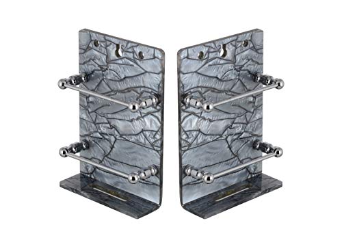 STIMULUS Acrylic Wall Mount Mobile Stand 2 PCS Set (Size - 4X6 Inch) (Marble Black Colour) 4MM SS Road