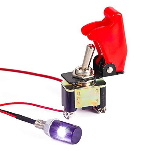 image for CZC AUTO 5 Pack Rocker Toggle Switch ON OFF with Red Aircraft Safety C