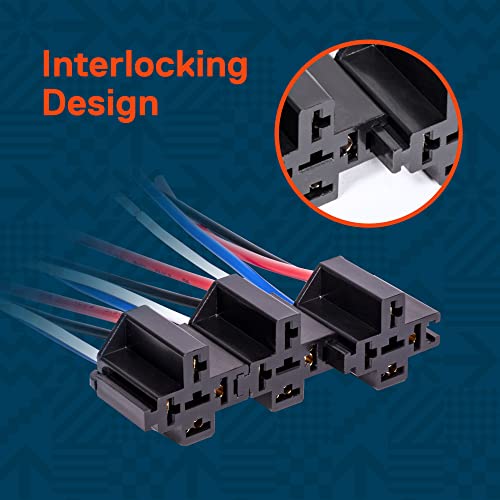 6 Pack 4Pin 12V Bosch Style Fused Relay Switch Kit [Interlocking