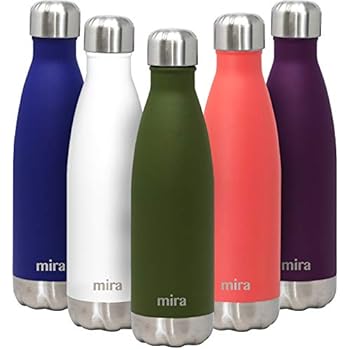 MIRA 17 Oz Stainless Steel Vacuum Insulated Water Bottle | Double Walled Cola Shape Thermos | 24 Hours Cold, 12 Hours Hot | Reusable Metal Water Bottle | Leak-Proof Sports Flask | Olive Green