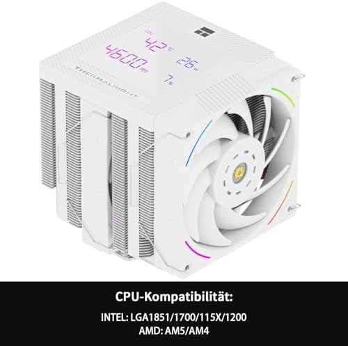 Thermalright TR Phantom Spirit 120 Digital SNOW CPU Luftkühler, 7 Heatpipes CPU Kühlung, Dual 120mm PWM Lüfter, Unterstützung für AM4/AM5/Intel lga1700/115X/1200/1851,Computer Kühler