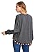 Romwe Women's Loose High Low Tassel Trim Round Neck Pullover Sweatshirt