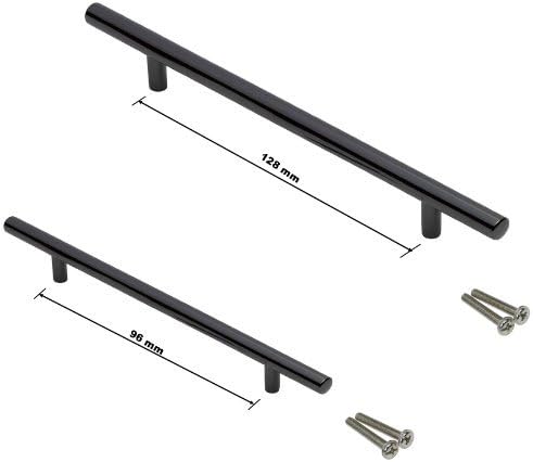 Bright Black NICKEL T Bar Kitchen Cabinet Door Pull Handle Handles - 96 mm or 128 mm . by ogb
