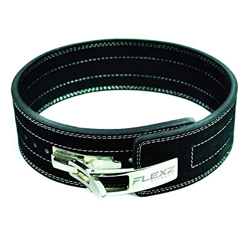 FlexzFitness Lever Buckle Powerlifting Belt 10mm Weight Lifting Black Large