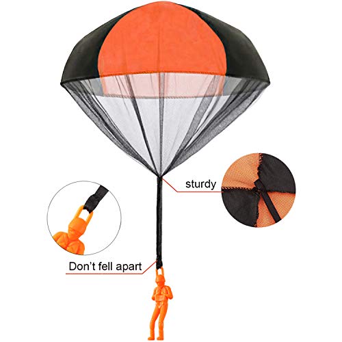 Trounistro 10 Pieces Parachute Toy Tangle Free Throwing Parachute Figures Hand Throw Soldiers Parachute Play Parachute Square Outdoor Children's Flying Toys - Thumbnail 2