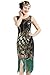 BABEYOND 20's Vintage Peacock Sequin Fringed Party Flapper Dress (X-Large, Black with Green Fringe-2)