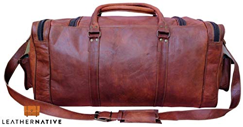 Leather Native New Large Men's Leather Vintage 22" Duffle Luggage Weekend Gym Overnight Travel Bag Great Gift For Men And Women Summer Sale!
