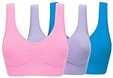 3 Pack Womens Wirefree Sleep Bra X-Large Blue/Pink/Light Purple
