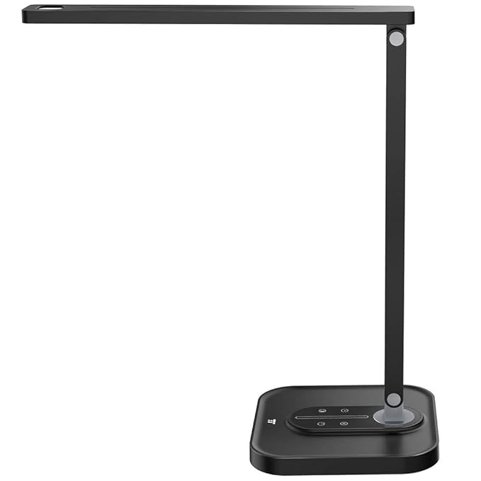 TaoTronics Schreibtischlampe LED Tischlampe mit 5 Farbtemperaturen & 5 Helligkeitsstufen, Memory Funktion, Integrierter USB-A