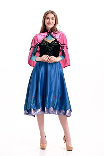 AA1 Adult Anna Winter Dress Disney Frozen Disguise Halloween Costume S-XL USA