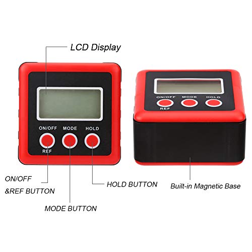 2 Aluminium+Magnetic+Digital+Waterproof+Inclinometer+Red