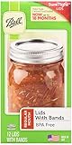 (2 Pack) Ball Regular Mouth Lids with Bands - 12 Lids with Bands per Box