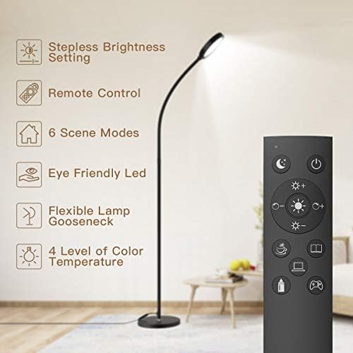 Flooring Lamp, Distant & Contact Management 2500K-6000K LED Flooring Lamp for Bed room and Flooring Lamp for Dwelling Room and 4 Coloration Temperatures Standing Lamp, dodocool Standing Mild for Bed room Workplace Studying