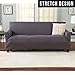 Home Fashion Designs Solid Twill Sofa Slipcover. One Piece Stretch Couch Cover. Strapless Arm Sofa Cover for Living Room. Brenna Collection Slipcover. (Sofa, Charcoal - Solid)