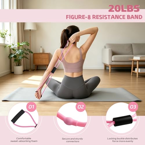 Set of Resistance Bands, Elastic Bands for Pedal and Handles, Ankle Pulleys Gym, Elastic Bands for Figure 8, Fitness Elastic Band for Abs at Home