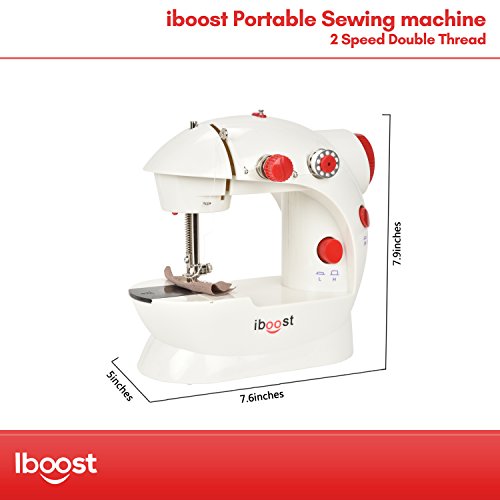 iBoost Portable Sewing Machine, Double-Thread, Cutter, and Foot Pedal, 2-Speed