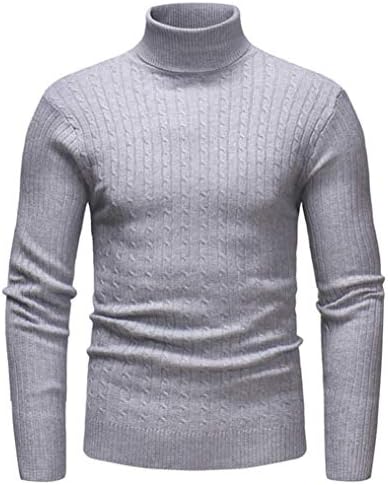 SUUGEN Men's Turtleneck Sweater Ribbed Slim Fit Knitted Pullover Relax Fit Knitwear