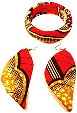 Ankara Bracelet-Earring Set (Chocolate-Leave)
