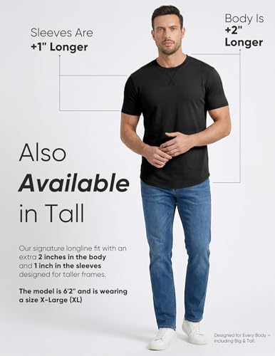JMIERR Mens T Shirts Cotton Short Sleeve T-Shirts Classic Crewneck Hipster Hip Hop Longline Shirt 1 or 3 Pack
