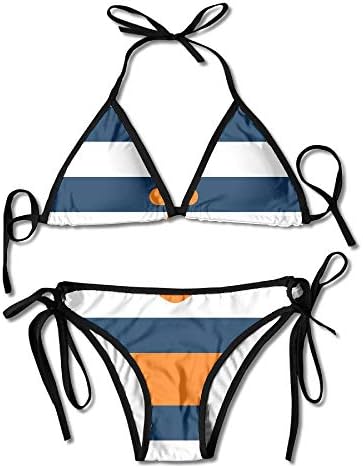 orange striped bikini
