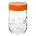 Le Parfait Screw Top Jar - 1L Wide Mouth French Glass Storage Jar (32oz/Quart, Pack of 4, Orange)