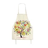 Creative Children's Apron Kitchen Cooking Baking or Barbecue/bbq Aprons for Kid Girls with Burlap Cotton Colored Tree Prints