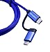 4 in 1 multi-use phone charging data cable, blue cloth weave data cable, support for all Android phone charging and USB2.0 data transmission, line length 5ft / 1.5m, QiCheng & Start