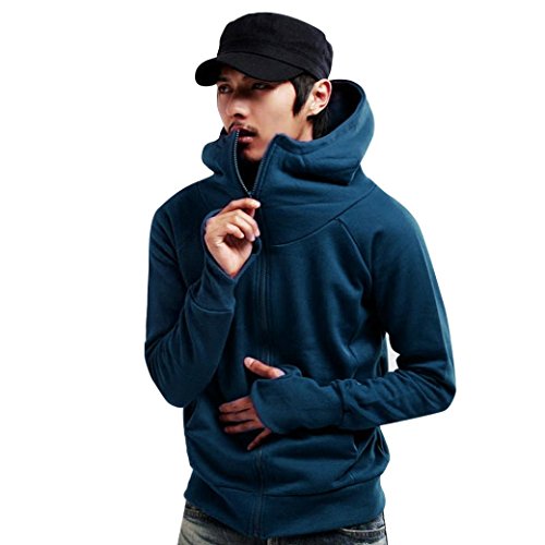 Gillberry Men's Winter Hoodie Warm Hooded Coat Jacket Outwear Sweater Slim Tops (S, Blue)