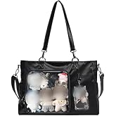 Hileapx Cute Ita Bag Crossbody Bag, Messenger Bag for Doll anime Pin Display Storage, Kpop Fan Kawaii School Bag Purses, Shoulder Bag with Transparent Insert Display Pocket
