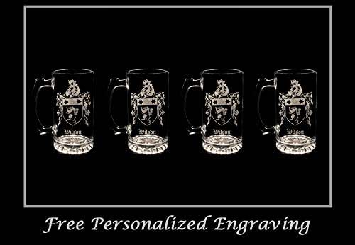 personalized beer stein with family crest