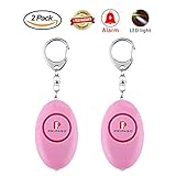 Personal Alarm, Safesound Personal Security Alarm Keychain, Emergency Self-Defense Security Alarm with LED light, Best for Elderly Women Kids By Pripaso (2Pack,Pink)