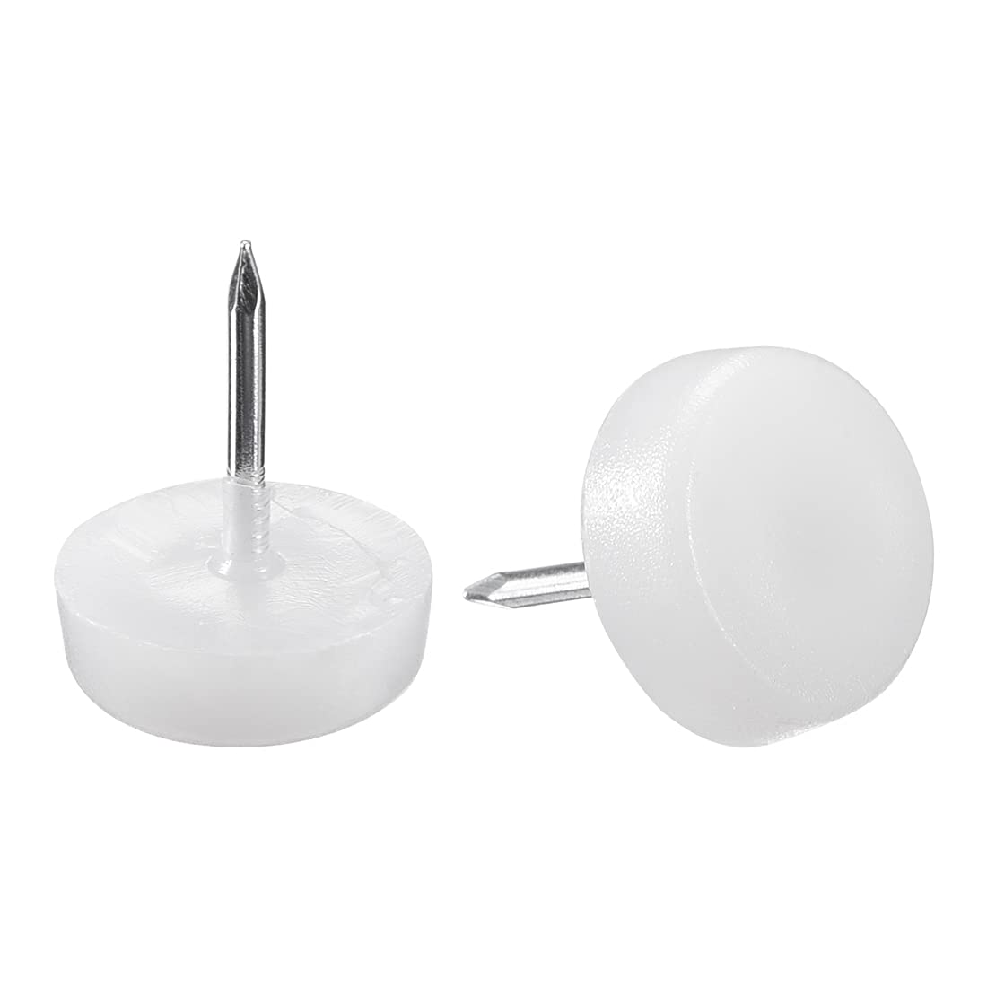 sourcing map Furniture Feet Nail Plastic Glide Nails Chair Table Leg Protector 16mm Dia White 80pcs