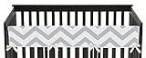 Gray and White Chevron Zig Zag Long Front Rail Guard Baby Boy or Girl Teething Cover Protector Unisex Crib Wrap