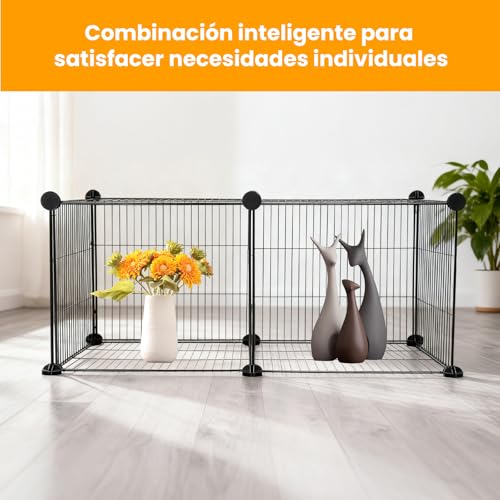 LOKOOY 12 Piezas Cifrado Valla para Mascotas, Bricolaje Corral para Mascotas de Metal con Puerta, Parque para Mascotas, Jaula Modular para Animales Pequeños, Gatito, Cachorro, Conejos, Cobayas
