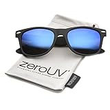 zeroUV - Flat Matte Reflective Mirror Color Lens Large Horn Rimmed Style Sunglasses - UV400