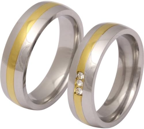 Jewelery Codex Wedding Rings Set For Him and Her, Couple Rings with FREE LASER ENGRAVING Stainless Steel With 1 Cubic Zirconia CZ Stone Color White