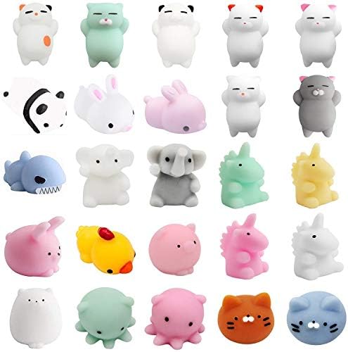 TSLIKANDO 25pcs Mochi Squishy Toys Kawaii Squishys Mini Squeeze Squishies Animals Stress Reliever Toy for Boys Girls Kids Adults