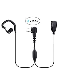 Auricular BONMIXC con Walkie Talkie, dos cables, 2.5 mm / 3.5 mm, 2 clavijas, en la oreja, Radio de dos vías con micrófono PTT, Compatible con la Radio de dos vías de Motorola (paquete de 2)