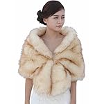 Aukmla Women's Bridal Wedding Fur Shawls and Wraps, Fur Stoles for Women