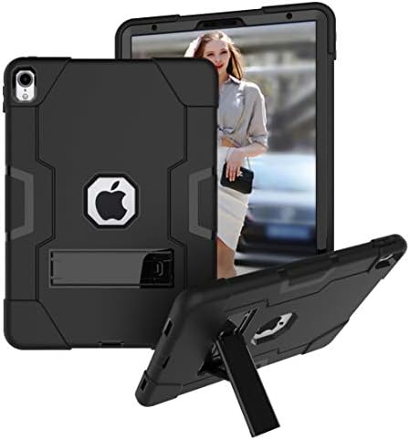 iPad Pro 11" 2018 Case, UZER Heavy Duty Shockproof Anti-Slip Silicone High Impact Resistant Hybrid Three Layer Armor Protective Case Cover with Kickstand for New iPad Pro 11 Inch 2018 Model