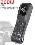 BMK 200W DC to AC Car Power Inverter/Converter with 4.8A Dual USB Charger Adapter+Dual AC Outlet Plug+Cigarette Lighter for Car/Truck/Travel